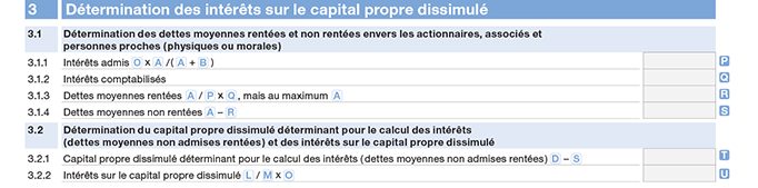 Annexe G - intérêts capital propre dissimulé