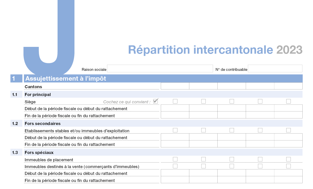 Annexe J - Répartition intercantonale