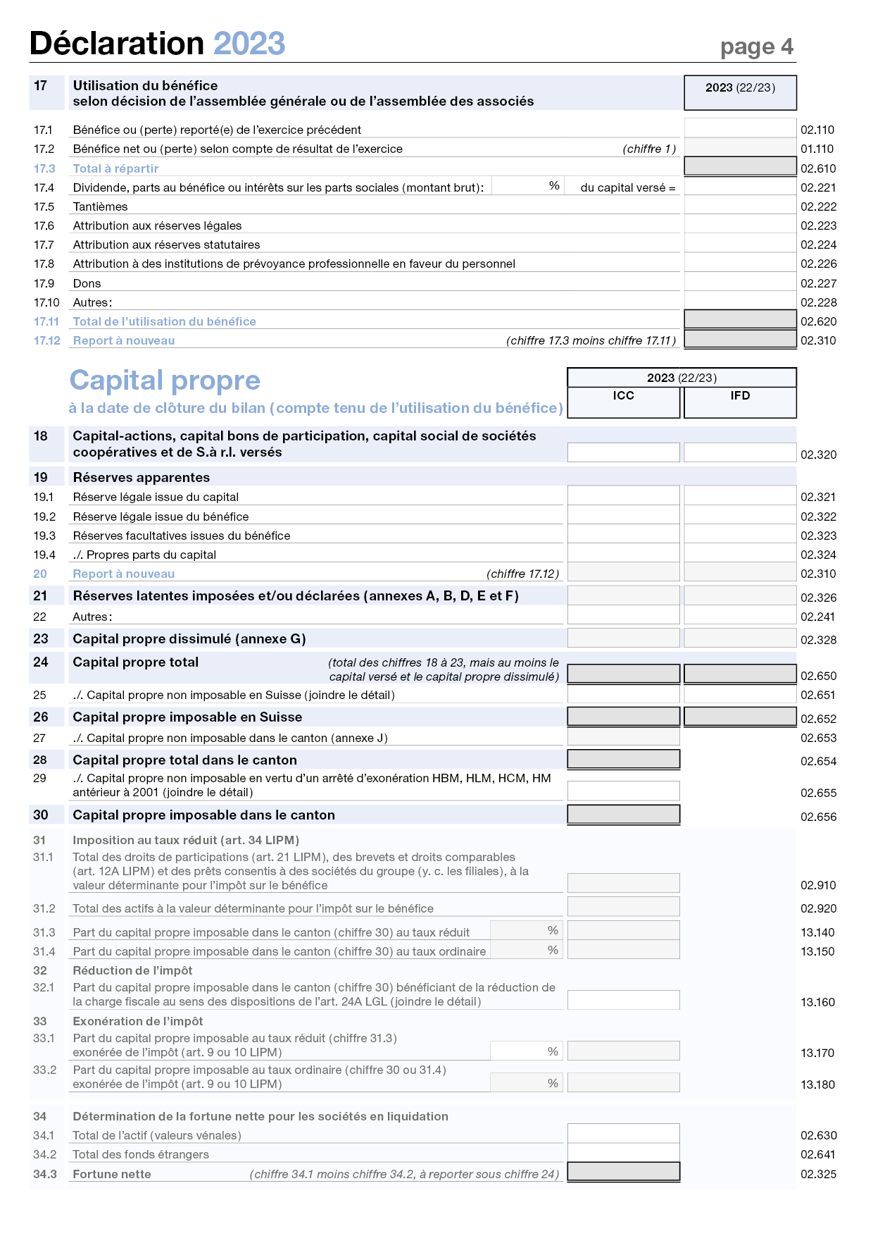 Pages de garde - Capital propre